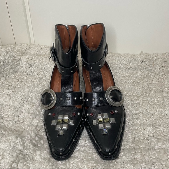 Coach Black Leather Cut Out Western Creeper Bootie Bejewelled Boots 9 - Picture 3 of 11